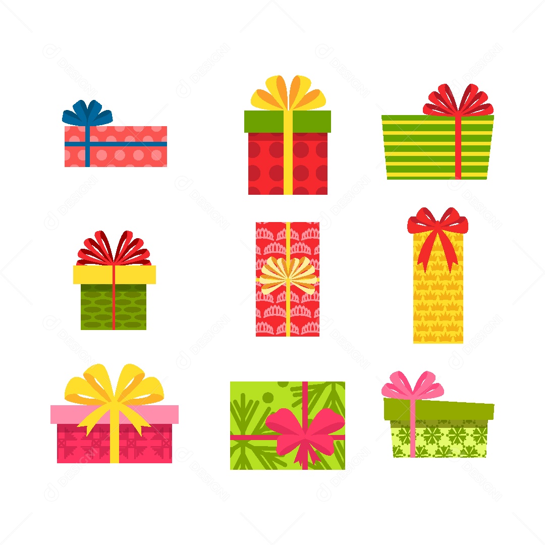 Conjunto de Caixas de Presente Ilustração Vetor EPS