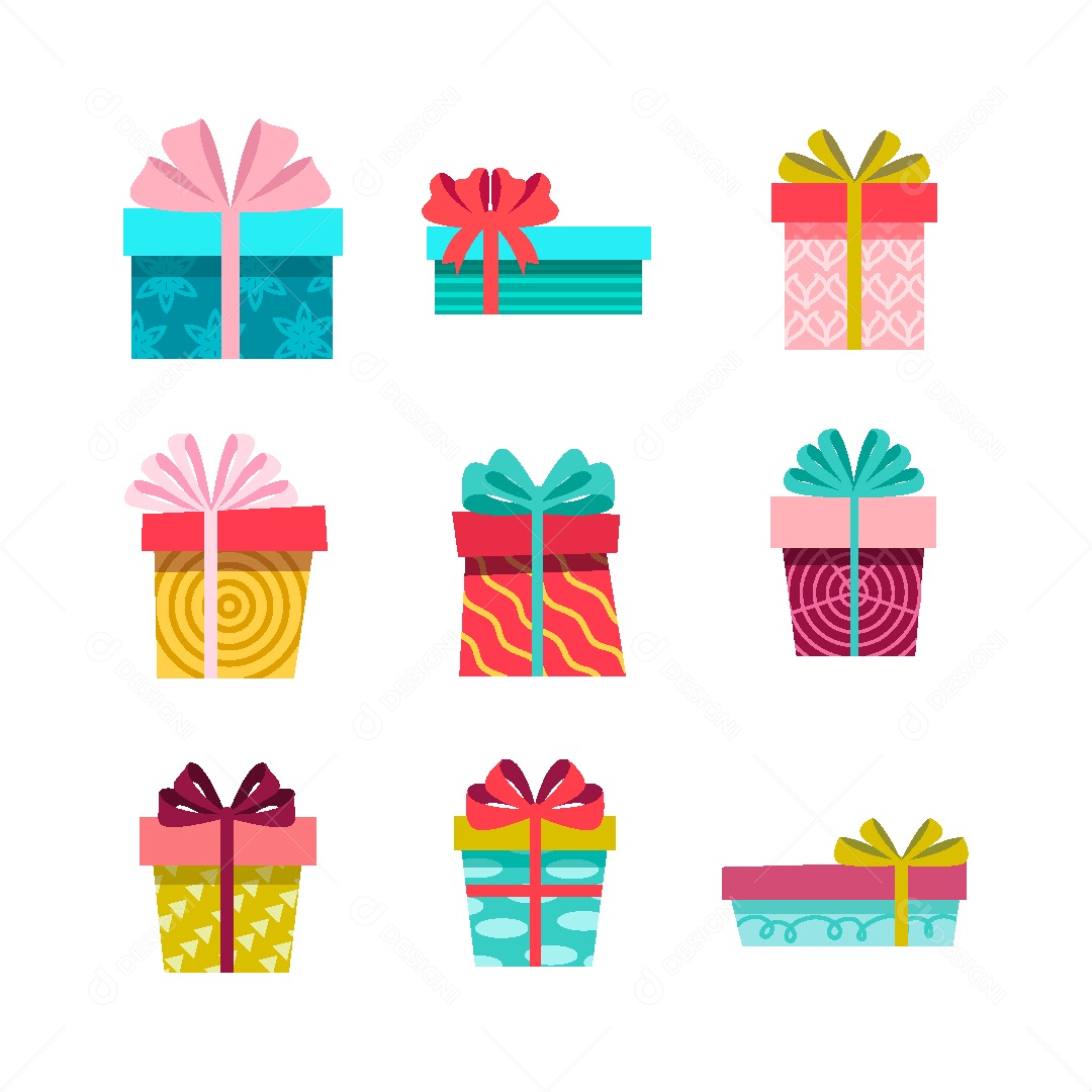 Conjunto de Caixas de Presente Ilustração Vetor EPS
