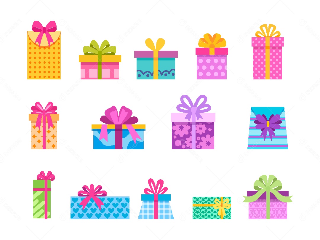 Conjunto de Caixas de Presente Ilustração Vetor EPS