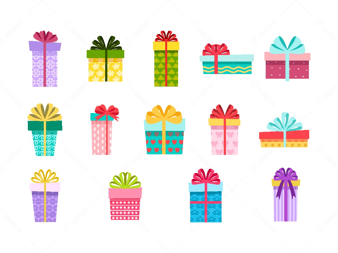 Conjunto de Caixas de Presente Ilustração Vetor EPS