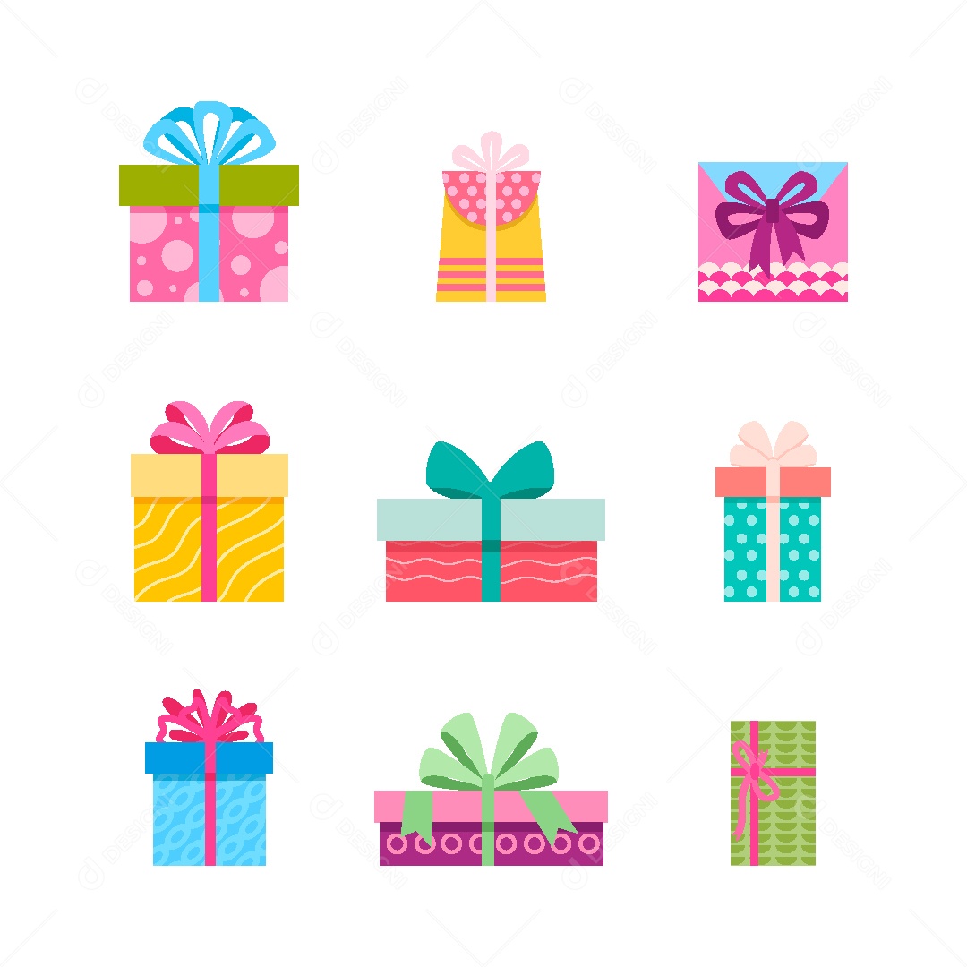 Conjunto de Caixas de Presente Ilustração Vetor EPS