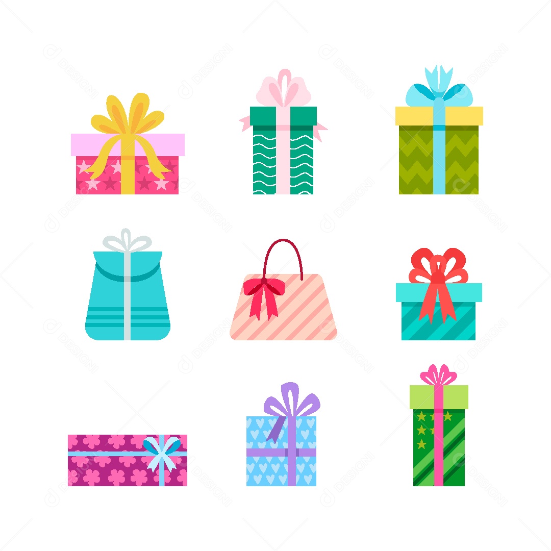 Conjunto de Caixas de Presente Ilustração Vetor EPS