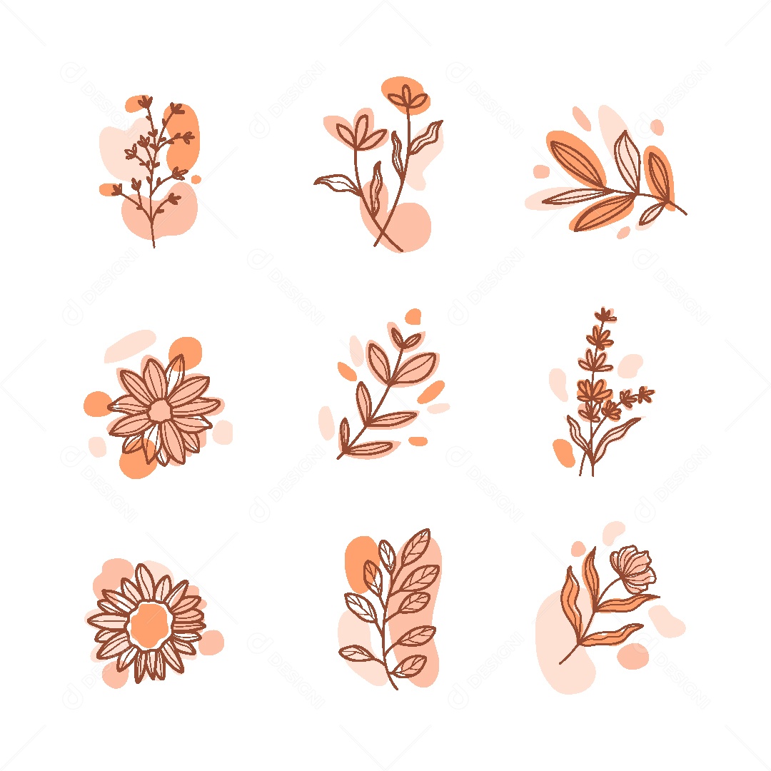 Conjunto de Folhas Amareladas Vintage Ilustração Vetor EPS