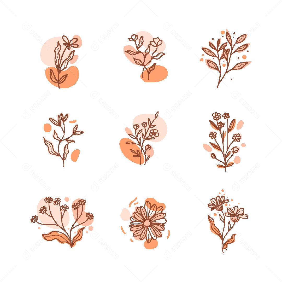 Conjunto de Folhas Amareladas Vintage Ilustração Vetor EPS