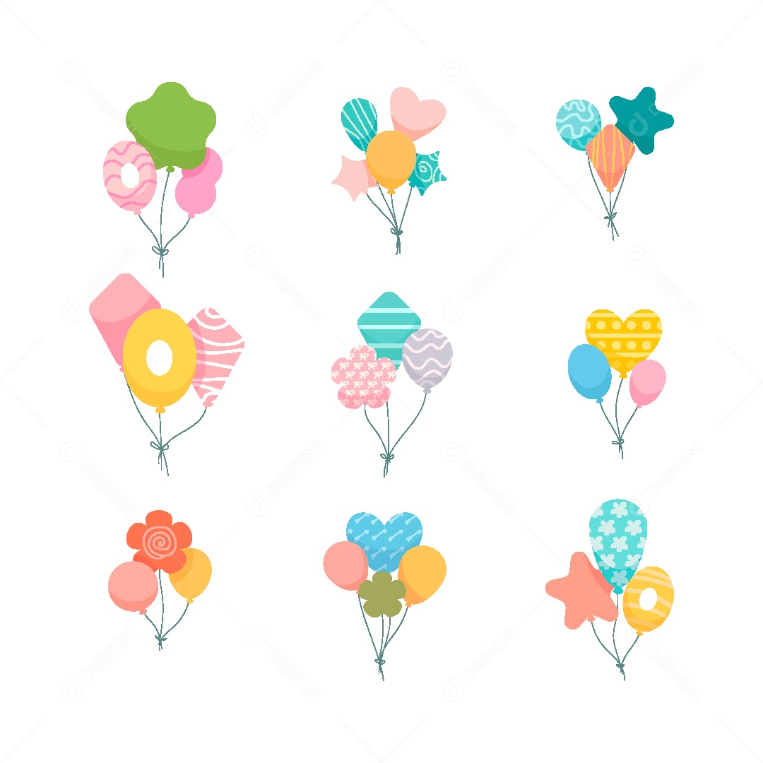 Colored Balloons Set Illustration Vector EPS