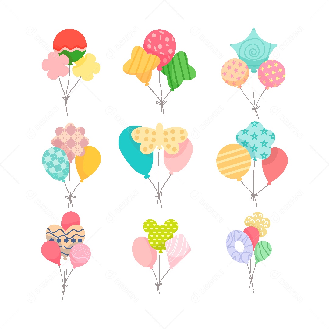 Colored Balloons Set Illustration Vector EPS