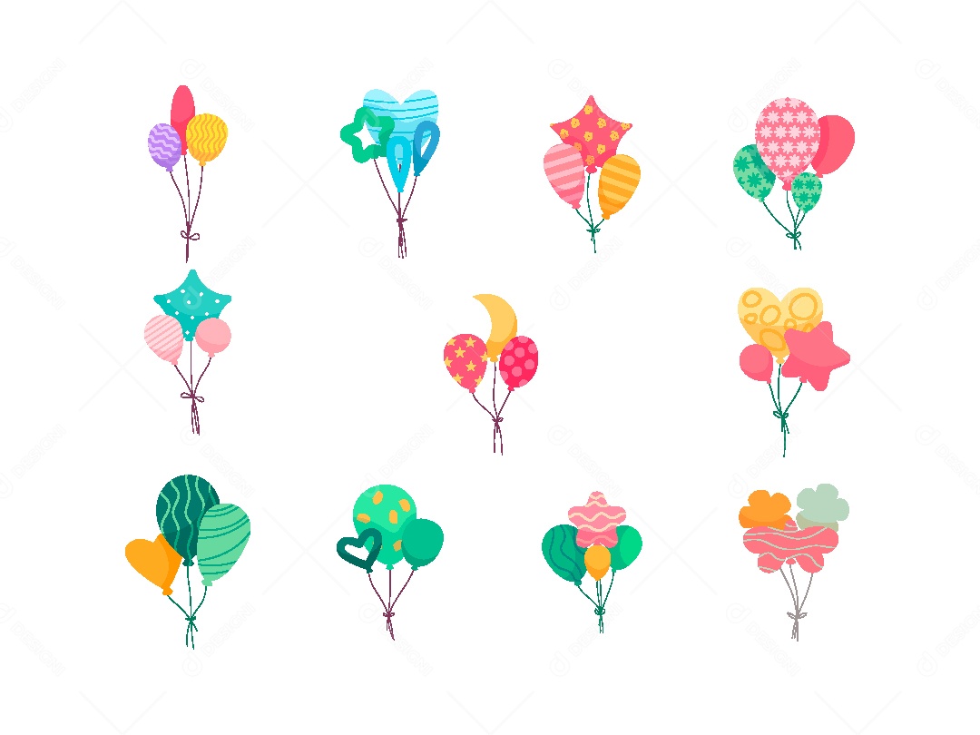 Conjunto de Balões Coloridos Ilustração Vetor EPS