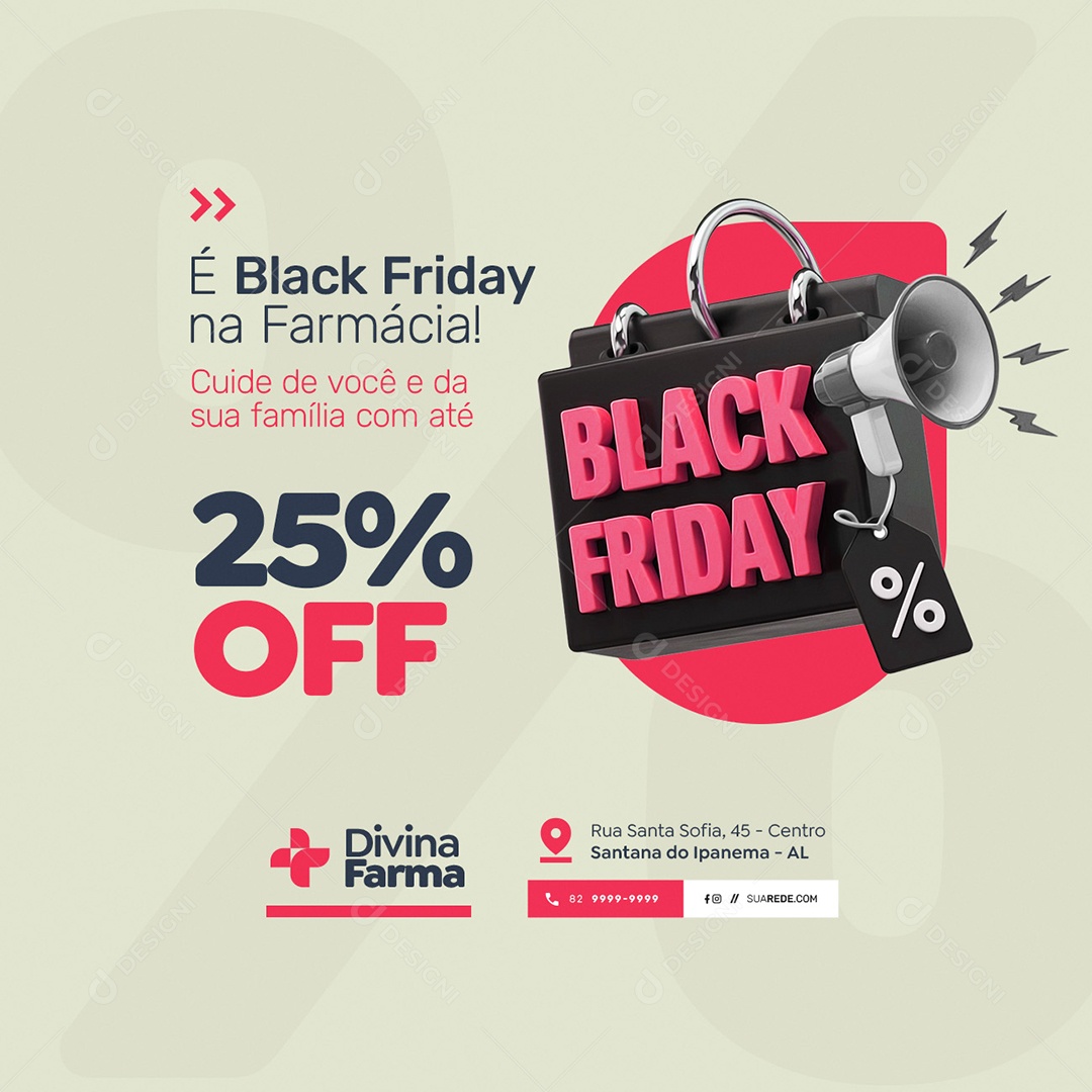 Pharmacy Black Friday 25% Off Social Media PSD Editable