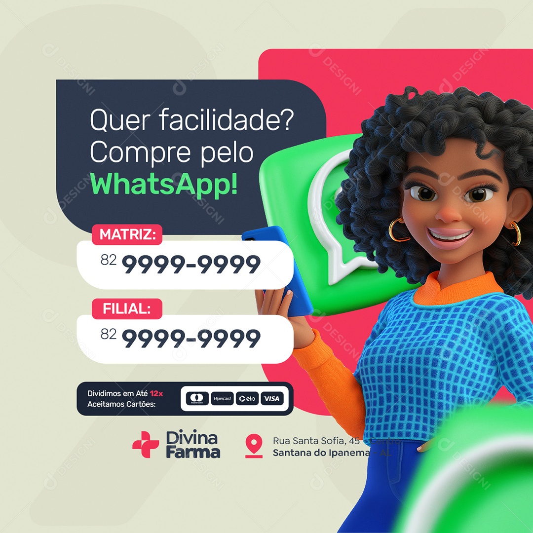 Farmácia Black Friday Quer Facilidade Compre Pelo WhatsApp Social Media PSD Editável