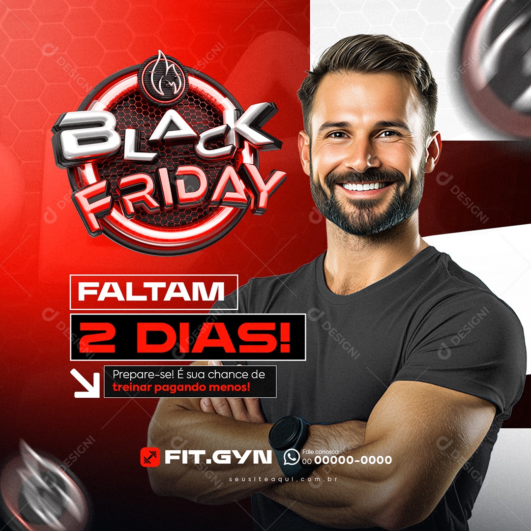 Academia Black Friday Faltam Dois Dias Social Media PSD Editável