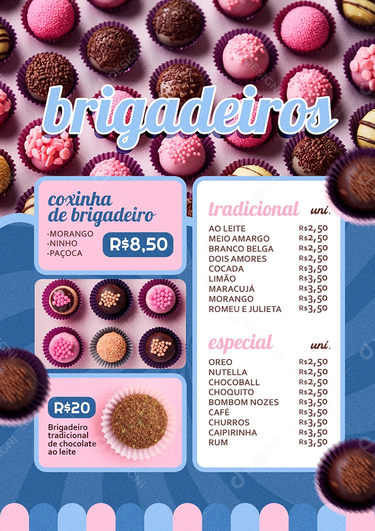 Modelo de Cardápio Brigadeiro PSD Editável