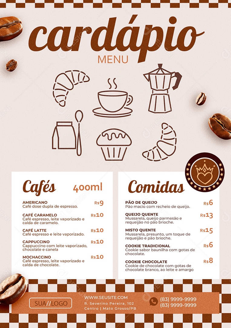 Modelo de Cardápio Cafeteria PSD Editável