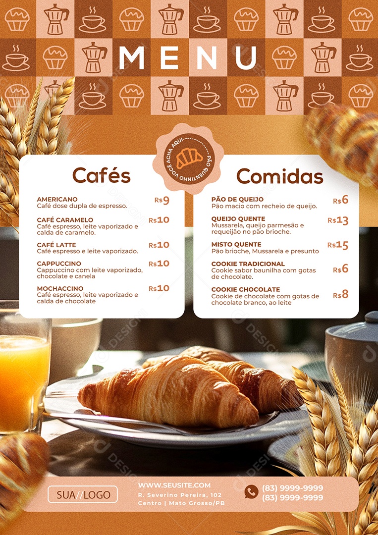 Modelo de Cardápio Cafeteria PSD Editável