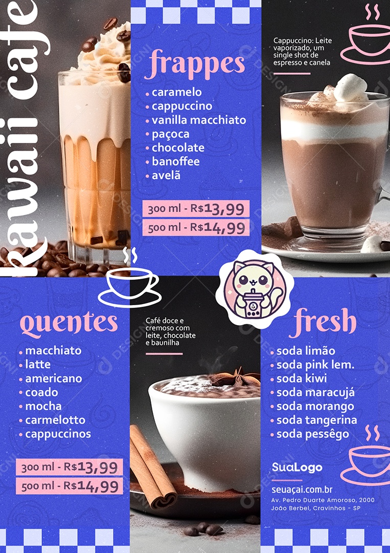 Modelo de Cardápio Cafeteria PSD Editável