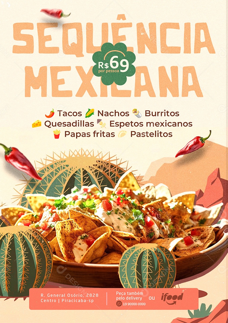Modelo de Cardápio Comida Mexicana PSD Editável