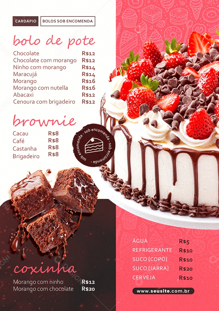 Modelo de Cardápio Doceria PSD Editável