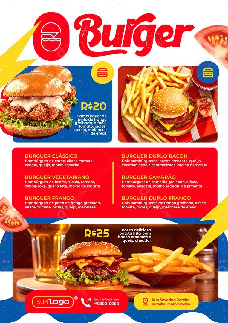 Modelo de Cardápio Hamburgueria PSD Editável