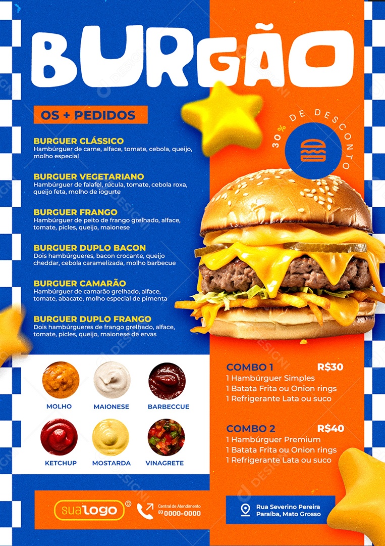 Modelo de Cardápio Hamburgueria PSD Editável