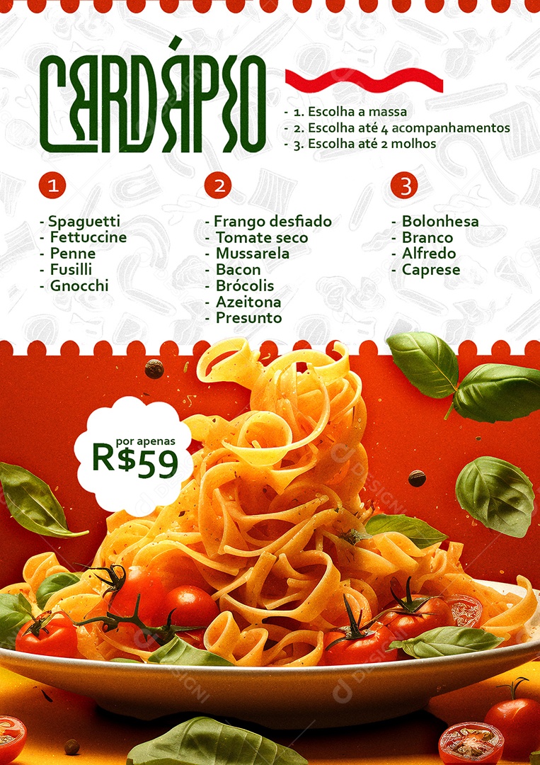 Modelo de Cardápio Massas PSD Editável