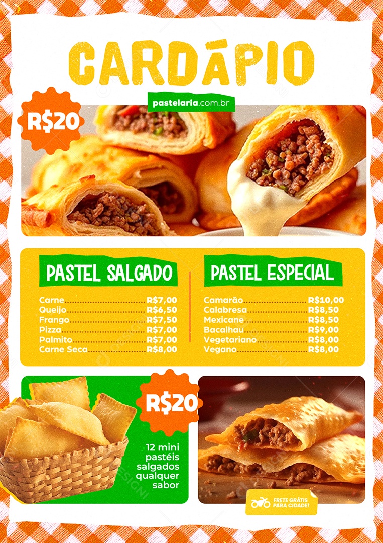 Modelo de Cardápio Pastelaria PSD Editável
