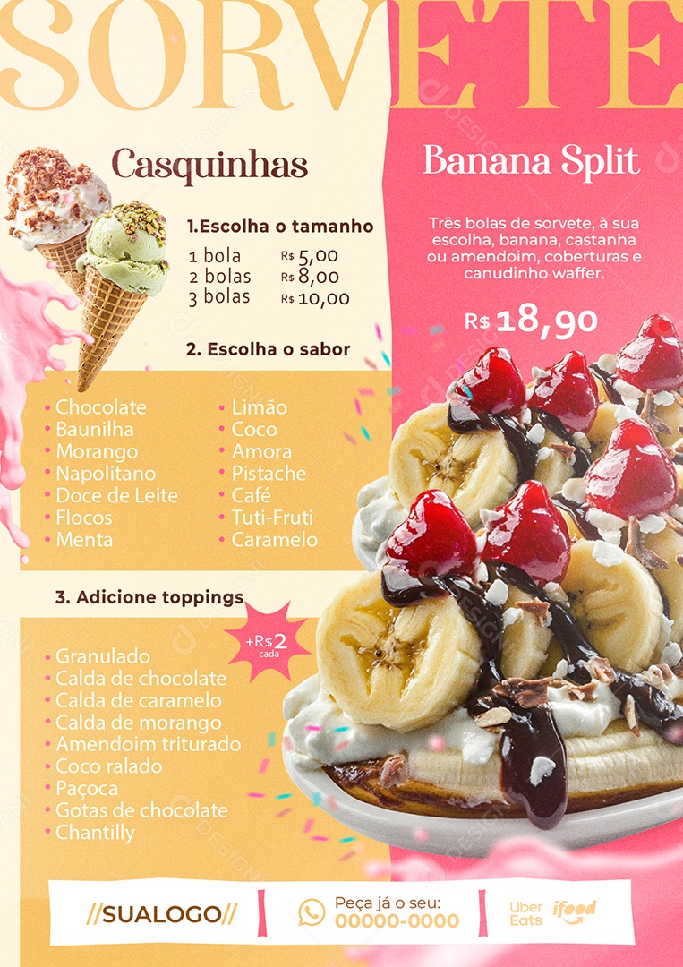 Modelo de Cardápio Sorveteria PSD Editável