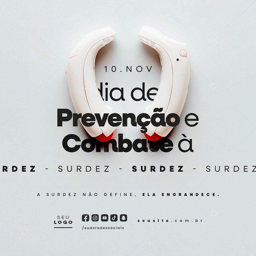 Dia de Prevenção e Combate à Surdez 10 de Novembro Social Media PSD Editável