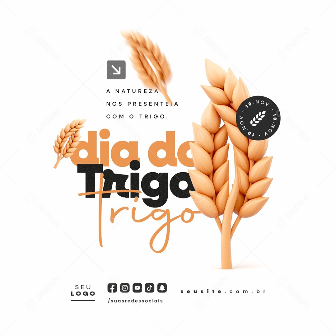 Dia do Trigo 10 de Novembro a Natureza nos Presenteia com o Trigo Social Media PSD Editável