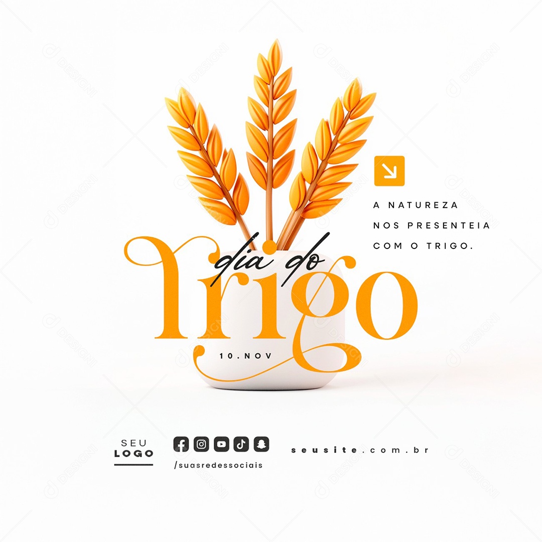 Dia do Trigo 10 de Novembro Social Media PSD Editável
