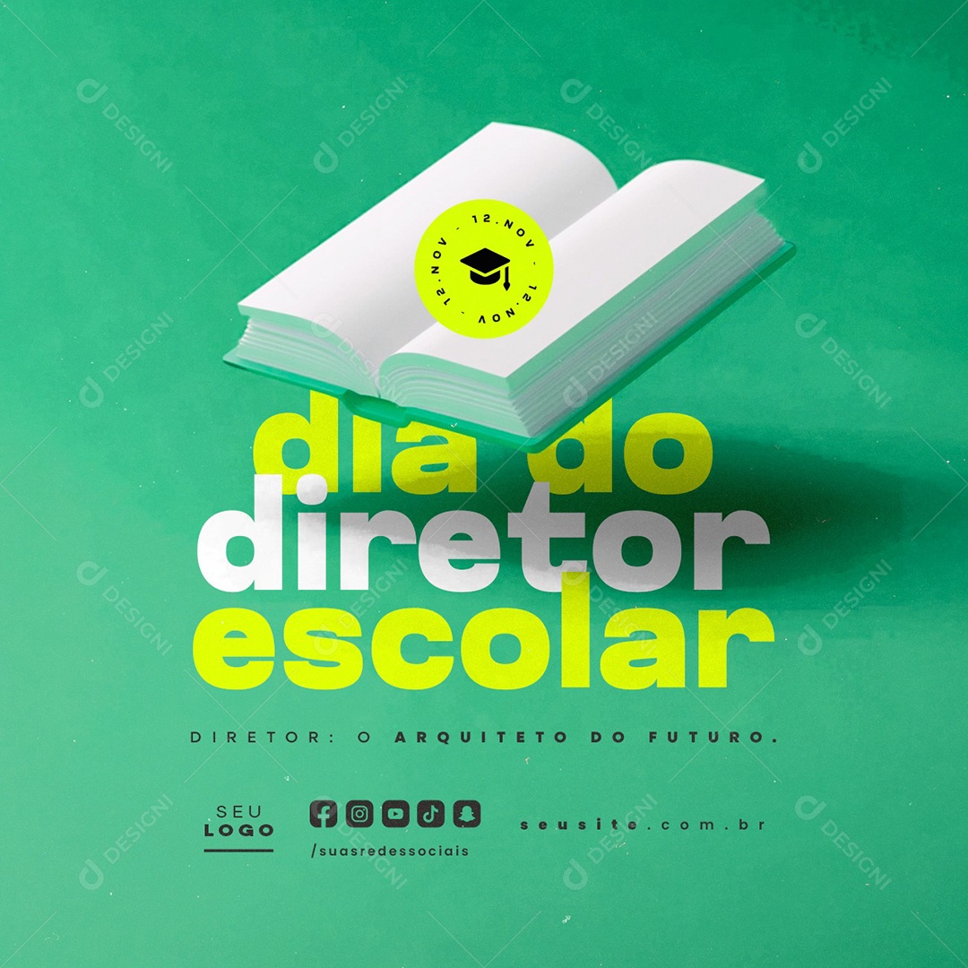 Dia do Diretor Escolar 12 de Novembro Social Media PSD Editável