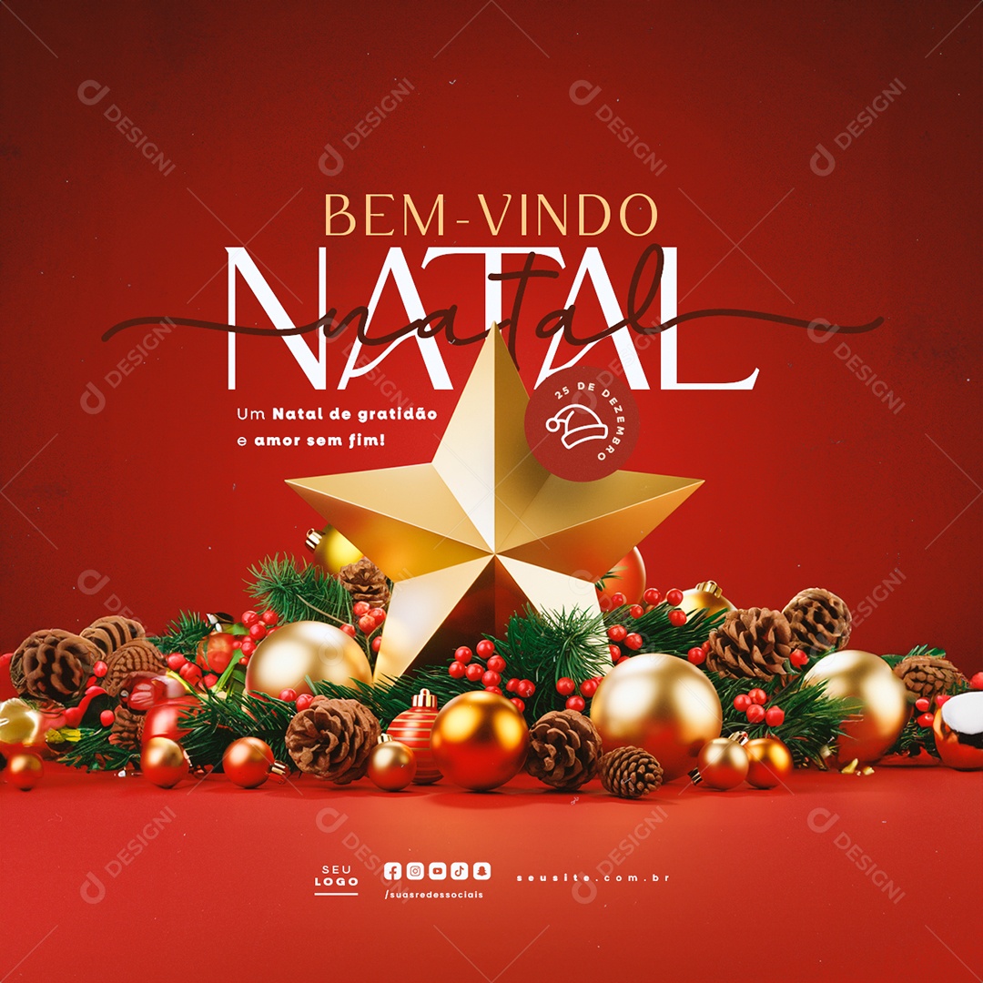 Bem Vindo Natal 25 de Dezembro Social Media PSD Editável