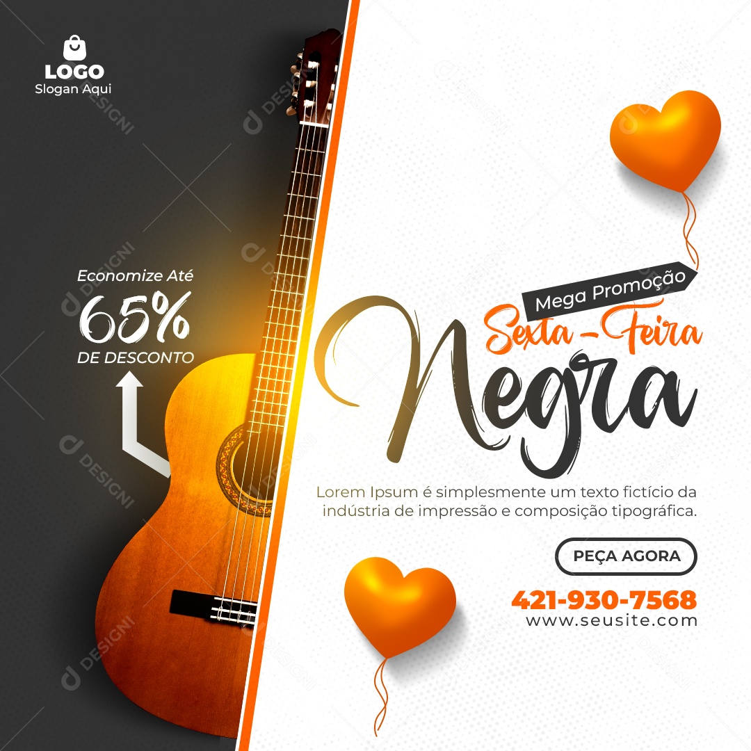 Lojas de Instrumentos Musicais Social Media PSD Editável