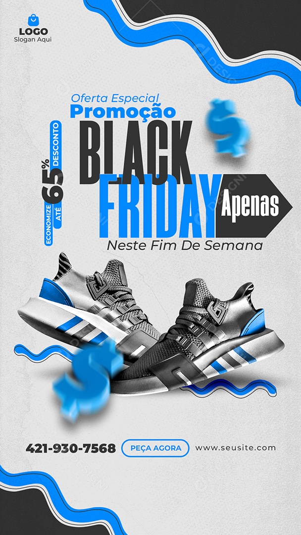 Story Black Friday Loja de Calçados Social Media PSD Editável
