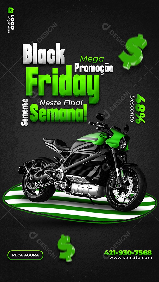 Story Banner Black Friday Concessionária Motos Social Media PSD Editável