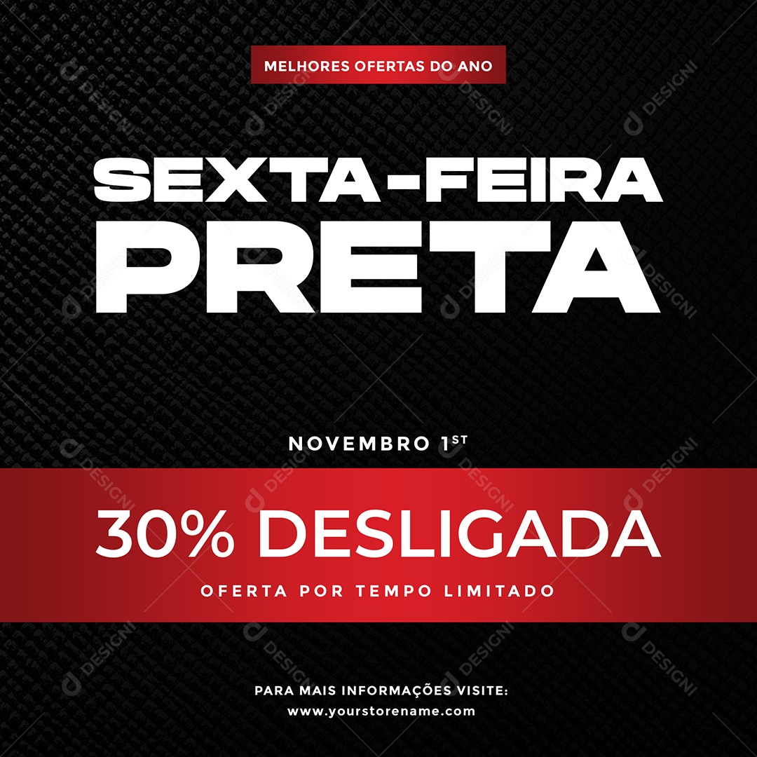 Social Media Sexta Feira Preta Loja de Roupas 30% Off PSD Editável