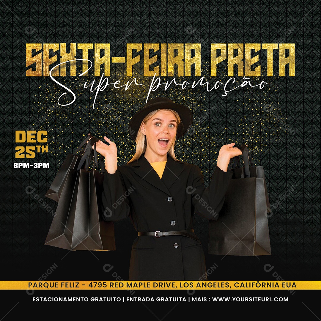 Sexta Feira Preta Super Promoção Loja de Roupas Social Media PSD Editável