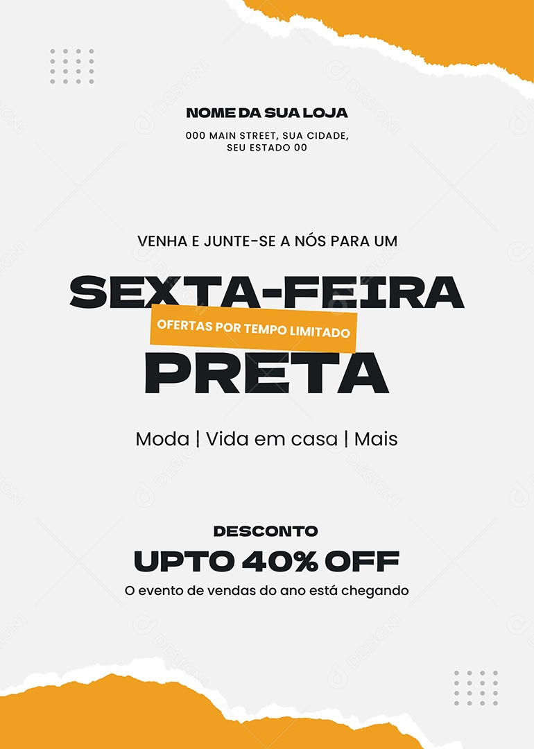 Sexta Feira Preta Loja de Roupas 40% Off Social Media PSD Editável