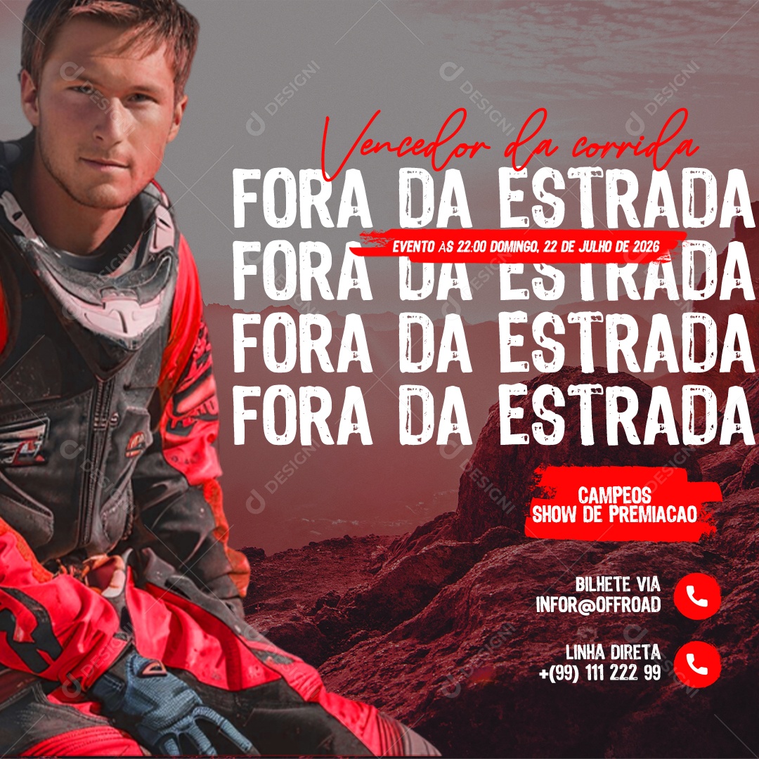 Vencedor da Corrida Fora da Estrada Social Media PSD Editável