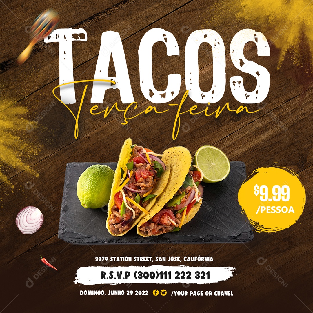 Tacos Terça Feira Social Media PSD Editável