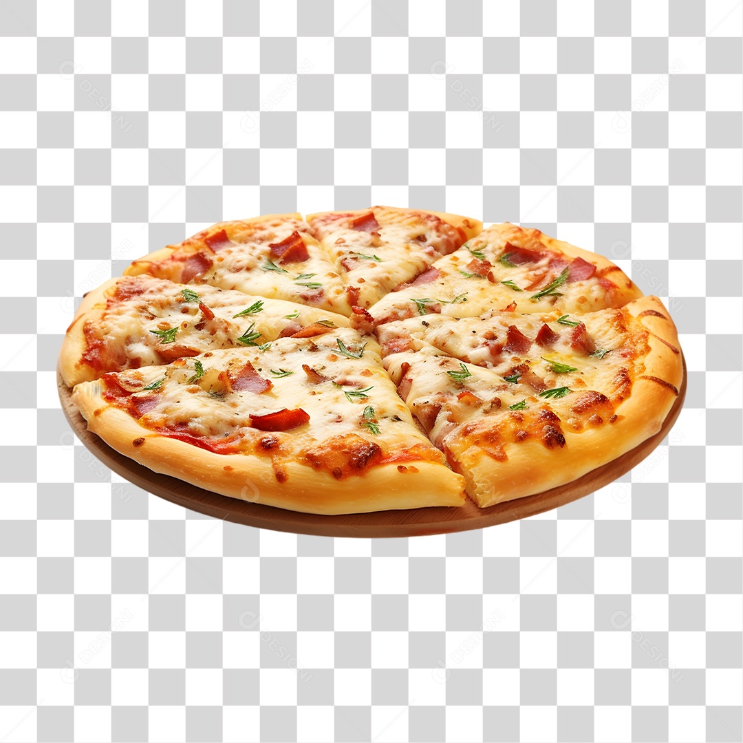 Pizza em Tábua de Madeira PNG Transparente