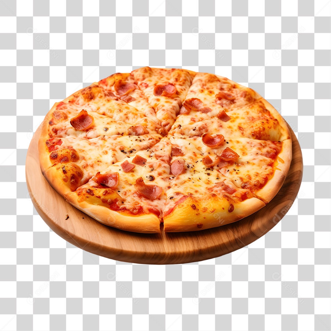 Pizza em Tábua de Madeira PNG Transparente