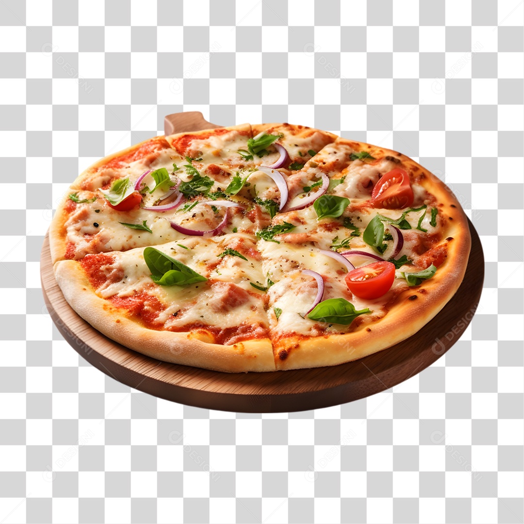 Pizza em Tábua de Madeira PNG Transparente