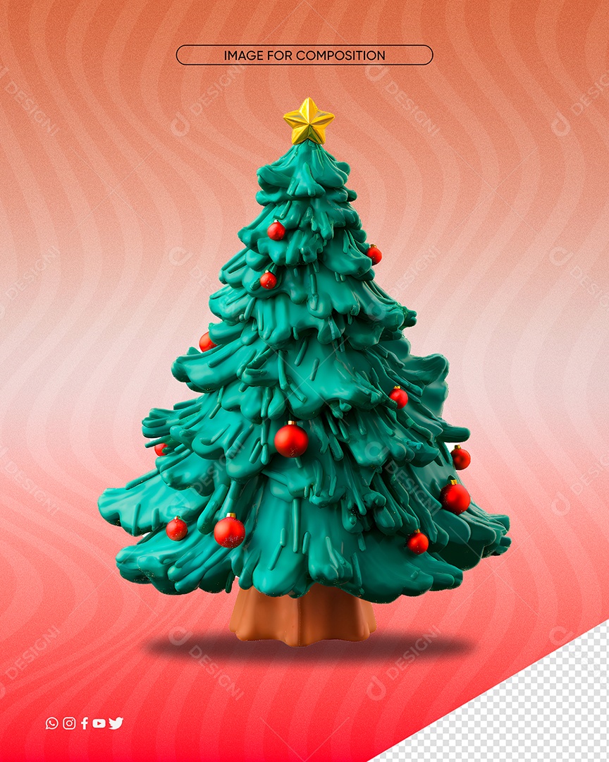 Elemento 3D Árvore de Natal para Composição PSD