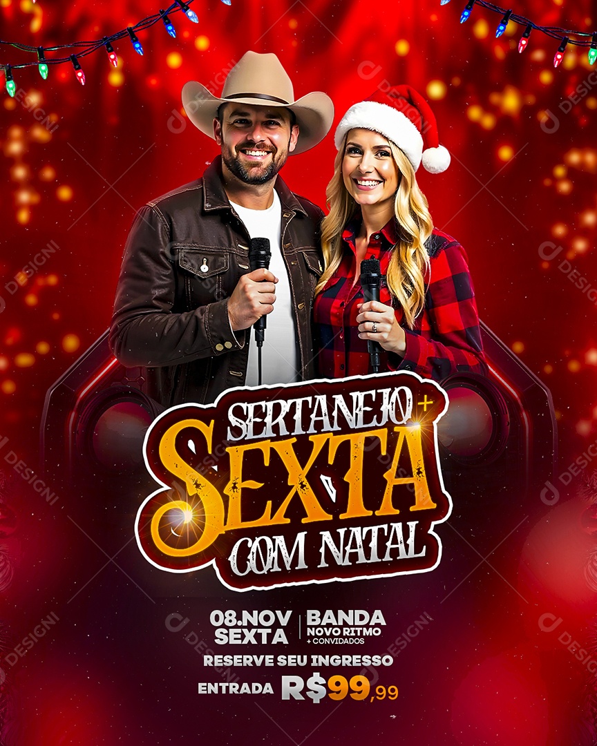 Flyer Sertanejo Sexta com Natal Social Media PSD Editável