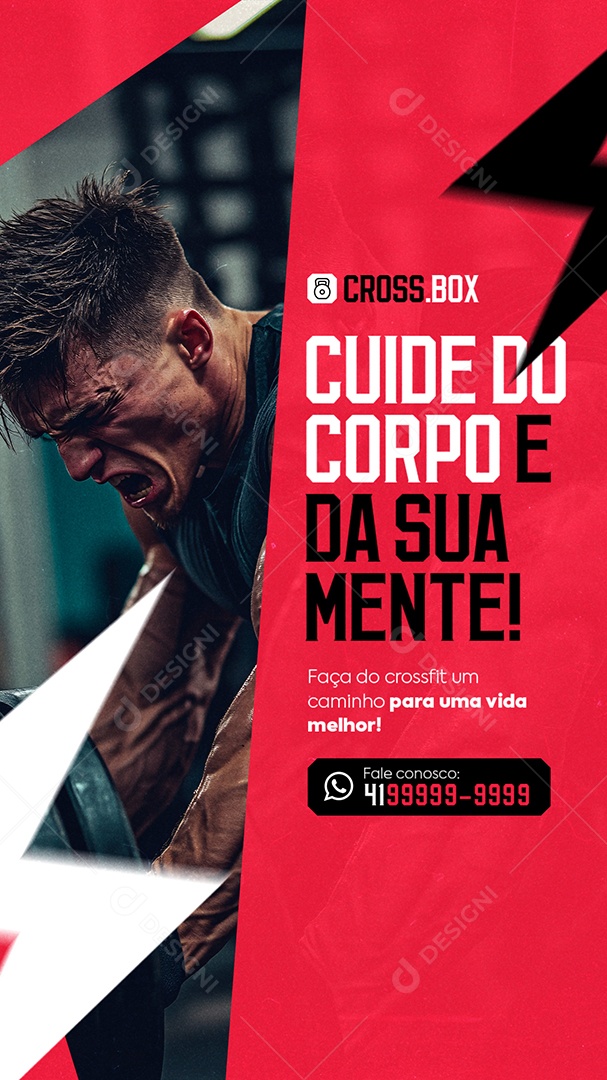 Story Academia Crossfit Cuide do Corpo e Da Sua Mente Social Media PSD Editável