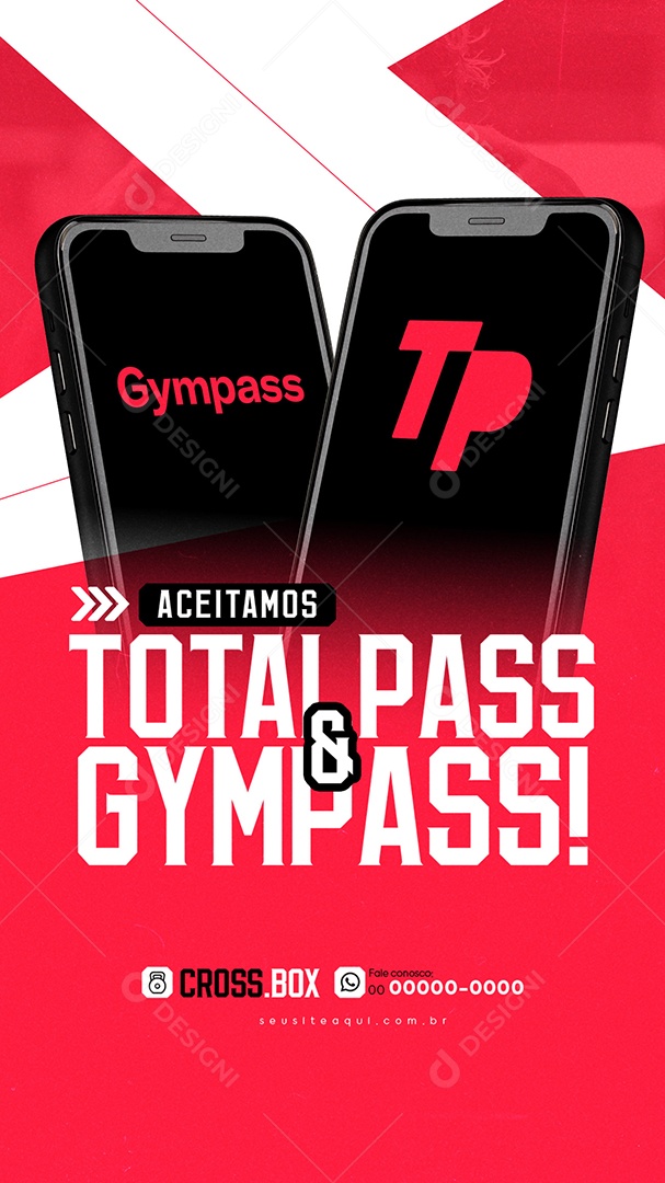 Story Academia Crossfit Aceitamos Total Pass Social Media PSD Editável