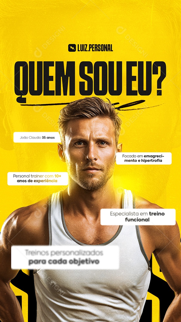 Story Personal Trainer Academia Quem Sou Eu Social Media PSD Editável