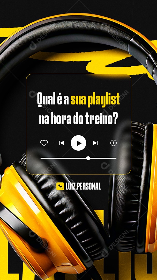 Story Personal Trainer Academia Qual é a Sua Playlist Social Media PSD Editável