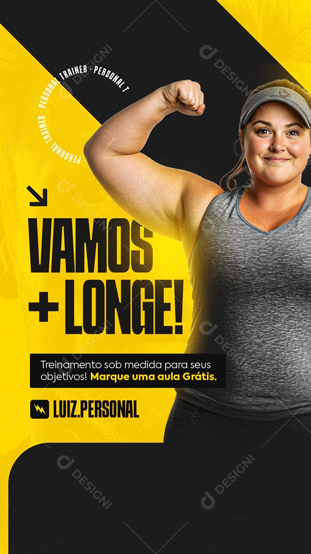Story Personal Trainer Academia Vamos Mais Longe Social Media PSD Editável