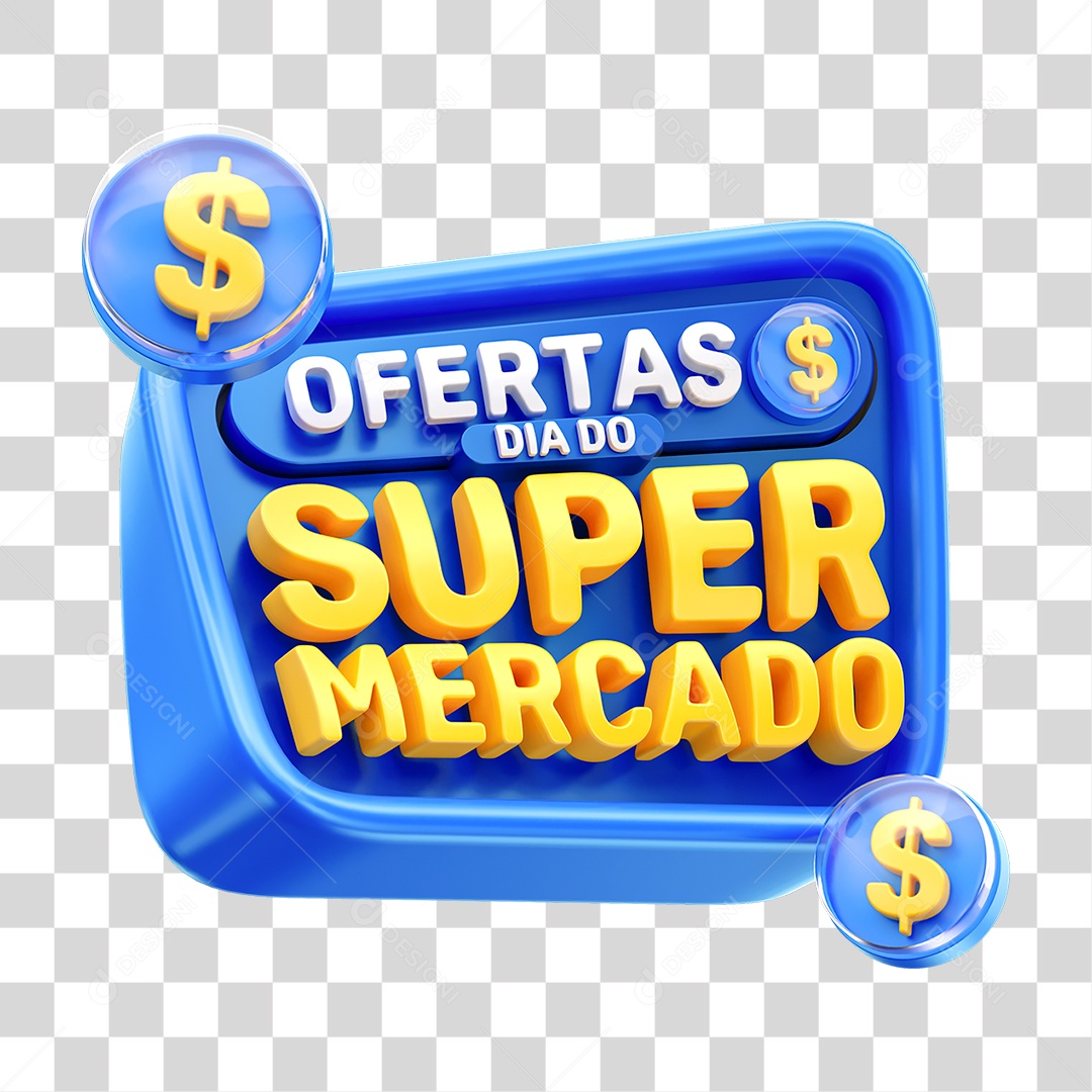 Ofertas Dia do Supermercado Selo 3D para Composição PNG Transparente