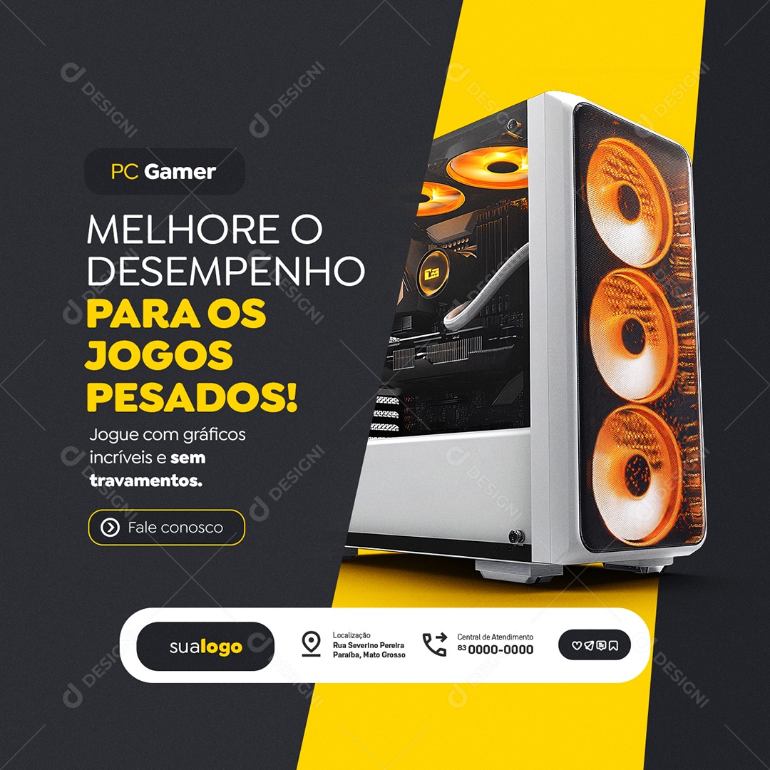 Assistência Técnica de Computadores PC Gamer Melhore o Desempenho Social Media PSD Editável